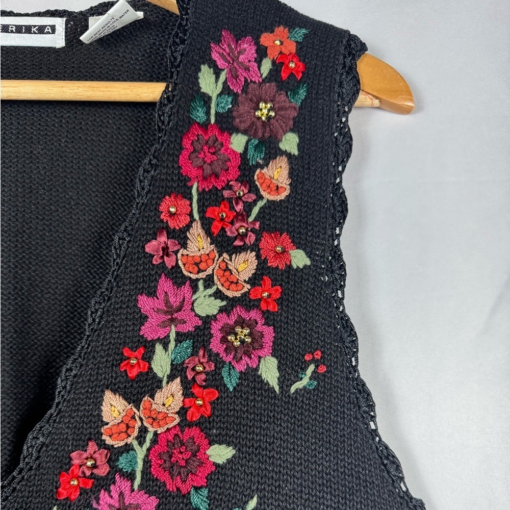 Erika Sweater Vest Embroidered Beaded Cottagecore Prairie Grannycore‎ Floral M - Picture 3 of 9